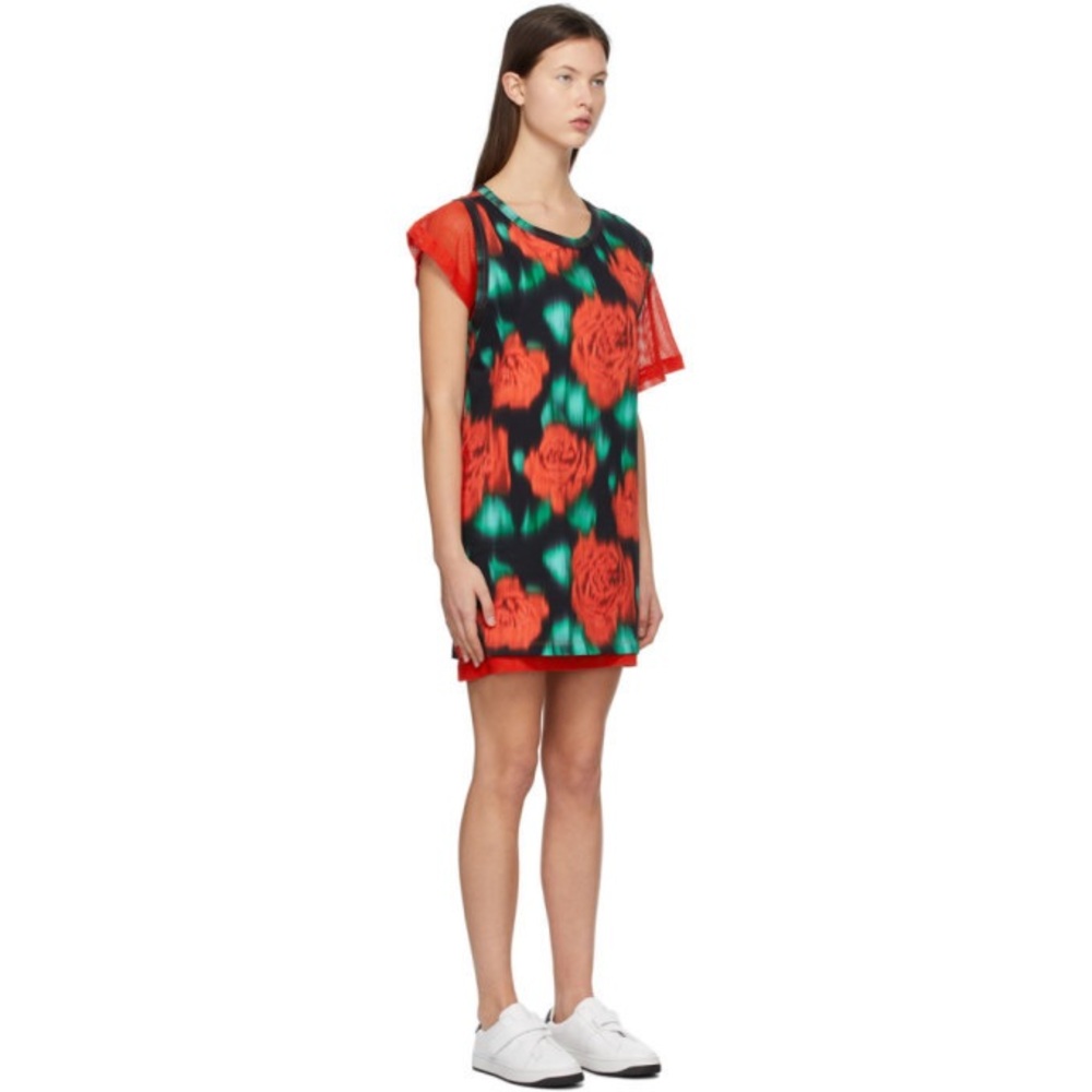 Kenzo Red and Green Asymmetrical Dress